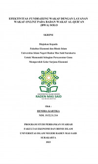 Image of EFEKTIVITAS FUNDRAISING WAKAF DENGAN LAYANAN WAKAF ONLINE PADA BADAN WAKAF AL-QUR’AN (BWA) SOLO