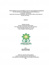 Image of PENGARUH KUALITAS INFORMASI AKUNTANSI TERHADAP EFISIENSI INVESTASI DENGAN SPESIALISASI AUDITOR SEBAGAI VARIABEL MODERASI (Studi Pada Perusahaan Manufaktur yang Terdaftar di Bursa Efek Indonesia Periode 2014-2018)
