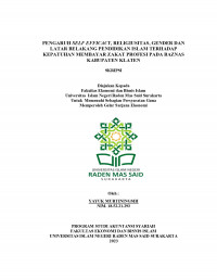 Image of Pengaruh Self Efficacy, Religiusitas, Gender dan latar Belakang Pendidikan Islam Terhadap Kepatuhan Membayar Zakat Profesi Pada BAZNAS Kabupaten Klaten