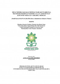 Image of MINAT MEMBAYAR ZAKAT DITINJAU DARI AKUNTABILITAS, TRANSPARANSI DENGAN KEPERCAYAAN AFEKTIF DAN KOGNIF SEBAGAI VARIABEL MEDIASI