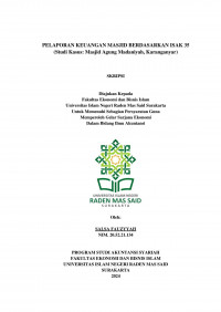 Image of PELAPORAN KEUANGAN MASJID BERDASARKAN ISAK 35 (Studi Kasus: Masjid Agung Madaniyah, Karanganyar)