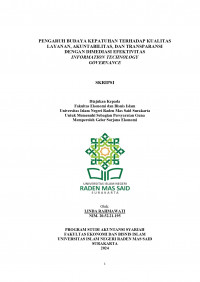 Image of PENGARUH BUDAYA KEPATUHAN TERHADAP KUALITAS LAYANAN, AKUNTABILITAS, DAN TRANSPARANSI DENGAN DIMEDIASI EFEKTIVITAS INFORMATION TECHNOLOGY GOVERNANCE