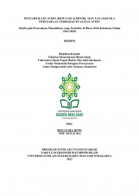 Image of PENGARUHFEEAUDIT,REPUTASIAUDITOR,DANTATAKELOLAPERUSAHAANTERHADAPKUALITASAUDIT(StudipadaPerusahaanManufakturyangTerdaftardiBursaEfekIndonesiaTahun2016-2020)