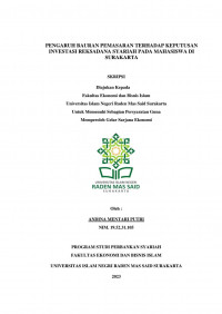 Image of PENGARUH BAURAN PEMASARAN TERHADAP KEPUTUSAN INVESTASI REKSADANA SYARIAH PADA MAHASISWA DI SURAKARTA