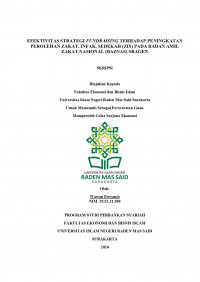 Image of Efektivitas Strategi Fundraising terhadap Peningkatan Perolehan Zakat, Infak, Sedekah (ZIS) pada Nadan Amil Zakat Nasional (BAZNAS) Sragen