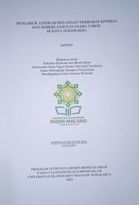 Image of PENGARUH  LITERASI KEUANGAN TERHADAP KINERJA DAN KEBERLANJUTAN USAHA UMKM DI KOTA SUKOHARJO
