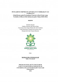 Image of Pengaruh Corporate Governance terhadap Tax Avoidance (Studi Kasus pada Perusahaan Property & Real Estate yang Terdaftar di Bursa Efek Indonesia pada Tahun 2020-2022)
