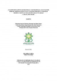 Image of Analisis Pengaruh Faktor Sosial, Faktor Budaya, Dan Faktor Pribadi Terhadap Keputusan Nasabah Perempuan Memilih Produk Tabungan Emas Di Pegadaian Syariah Cabang Solo Baru