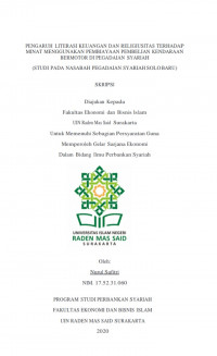 Image of Pengaruh Literasi Keuangan Dan Religiusitas Terhadap Minat Menggunakan Pembiayaan Pembelian Kendaraan Bermotor Di Pegadaian Syariah (Studi Pada Pegadaian Syariah Solo Baru)