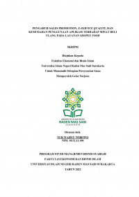 Image of PENGARUH SALES PROMOTION, E-SERVICE QUALITY, DAN KEMUDAHAN PENGGUNAAN APLIKASI TERHADAP MINAT BELI ULANG PADA LAYANAN SHOPEE FOOD