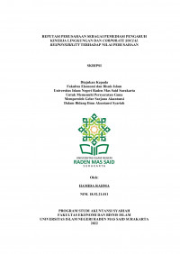 Image of REPUTASI PERUSAHAAN SEBAGAI PEMEDIASI PENGARUH KINERJA LINGKUNGAN DAN CORPORATE SOCIAL RESPONSIBILITY TERHADAP NILAI PERUSAHAAN