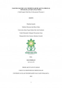 Image of FAKTOR-FAKTOR YANG MEMPENGARUHI AKUNTANBILITAS PENGELOLAAN KEUANGAN DESA ( Studi Empiris Pada Desa Se Kecamatan Wonosari )
