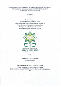 Image of KAJIAN ATAS TRANSPARANSI, DEWAN PENGAWAS SYARIAH DAN PENGAMBILAN RISIKO PADA BANK UMUM SYARIAH DI  INDONESIA PERIODE 2016-2021