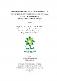 Image of Pengaruh Religiusitas dan Tingkat Kepedulian Sosial Terhadap Minat Berdonasi Menggunakan Website NU-Care LAZISNU (Studi pada IPNU dan IPPNU Delanggu)