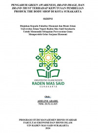 Image of PENGARUH GREEN AWARENESS, BRAND IMAGE, DAN BRAND TRUST TERHADAP KEPUTUSAN PEMBELIAN PRODUK THE BODY SHOP DI KOTA SURAKARTA