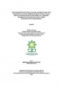 Image of Pengaruh Pengetahuan Pajak, Sanksi Pajak, dan Kesadaran Pajak Terhadap Kepatuhan Pajak Dengan Sosialisasi Pajak Sebagai Variabel Moderasi (Studi Kasus Pada UMKM Di Kabupaten Sukoharjo)