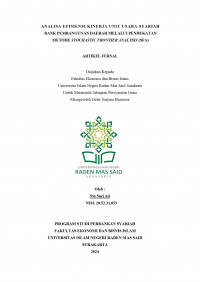 Image of ANALISA EFISIENSI KINERJA UNIT USAHA SYARIAH BANK  PEMBANGUNAN DAERAH MELALUI PENDEKATAN METODE  STOCHASTIC FRONTIER ANALYSIS