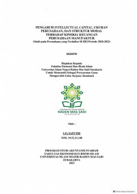 Image of PENGARUH INTELLECTUAL CAPITAL, UKURAN PERUSAHAAN, DAN STRUKTUR MODAL TERHADAP KINERJA KEUANGAN PERUSAHAAN MANUFAKTUR (Studi pada Perusahaan yang Terdaftar Di BEI Periode 2020-2022)
