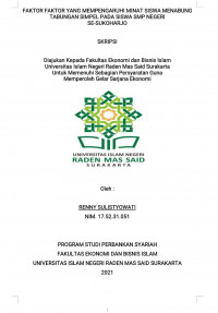 Image of Faktor Faktor Yang Mempengaruhi Minat Siswa Menabung Tabungan Simpel Pada Siswa Smp Negeri Se-Sukoharjo