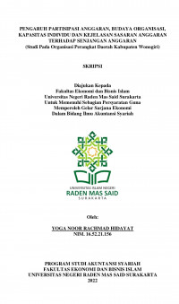 Image of PENGARUH PARTISIPASI ANGGARAN, BUDAYA ORGANISASI, KAPASITAS INDIVIDU DAN KEJELASAN SASARAN ANGGARAN TERHADAP SENJANGAN ANGGARAN (Studi Pada Organisasi Perangkat Daerah Kabupaten Wonogiri)