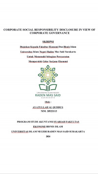 Image of CORPORATE SOCIAL RESPONSIBILITY DISCLOSURE IN VIEW OF  CORPORATE GOVERNANCE