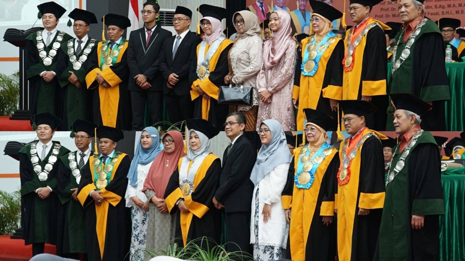 Prosesi pengukuhan dua Guru Besar FEBI UIN Raden Mas Said Surakarta, Prof. Dr. Fitri Wulandari dan Prof. Dr. Hj. Datien Eriska Utami, di Gedung Graha UIN, di hadapan Rektor dan anggota Senat Universitas.