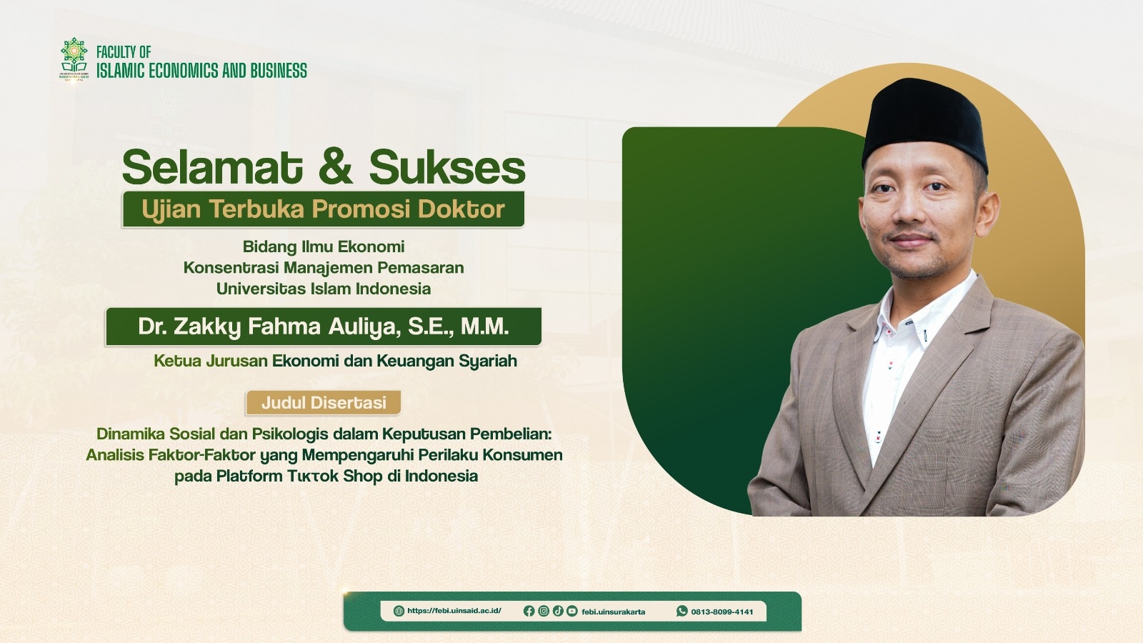 Dr. Zakky Fahma Auliya Resmi Sandang Gelar Doktor, Angkat Fenomena TikTok Shop di Disertasi